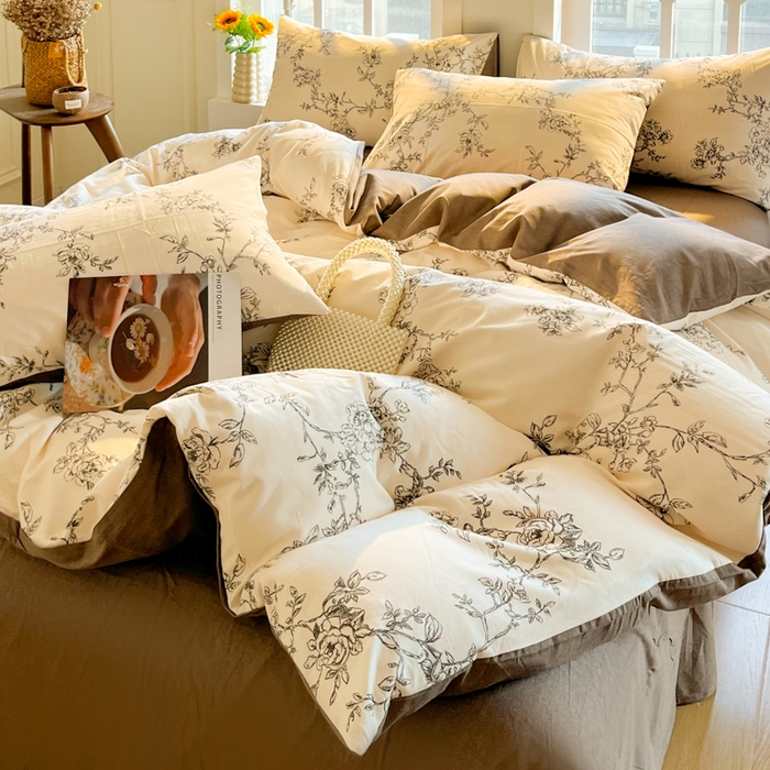 91家纺网 家纺一手货源 找家纺 千朵 2024新款全棉磨毛四件套 可可庄园