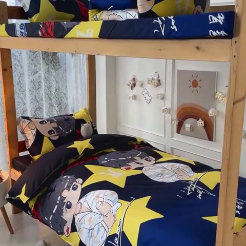 91家纺网 家纺一手货源 找家纺 乐居坊 2024新款亲肤棉美棉芦荟棉四件套学生宿舍床（8月）  北斗星