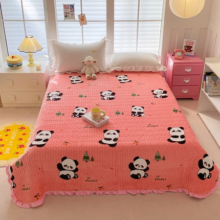 91家纺网 家纺一手货源 找家纺 （总）胜权家纺 2024秋冬新款A类印花牛奶绒加厚保暖圆角花边夹棉床盖