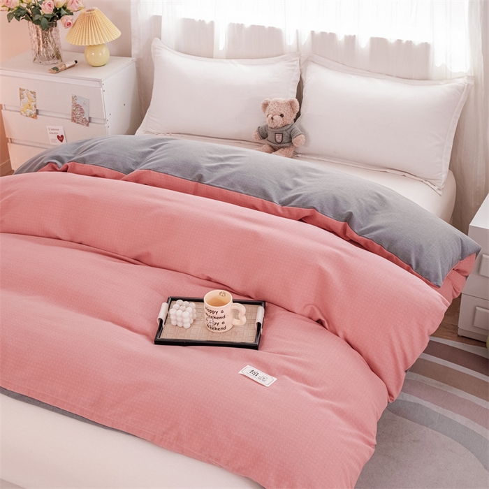 91家纺网 家纺一手货源 找家纺 宝时兰 2025新款加厚纯棉单被套生态磨毛全棉纯色双拼ab版被套单件 双拼-玉灰