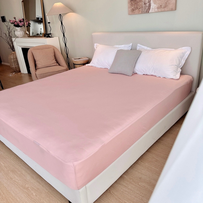 91家纺网 家纺一手货源 找家纺 兜米家居 2024新款云柔针织棉单床笠 浅豆沙