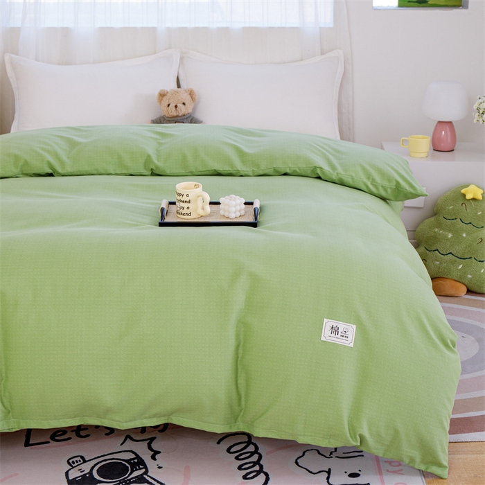 91家纺网 家纺一手货源 找家纺 宝时兰 2025新款加厚纯棉单被套生态磨毛全棉纯色双拼ab版被套单件 纯色-浅绿
