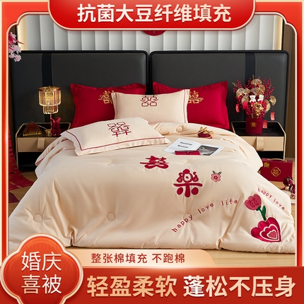 91家纺网 家纺一手货源 找家纺 （总）玉雅 2025新款亲肤棉大豆纤维婚庆刺绣被子被芯