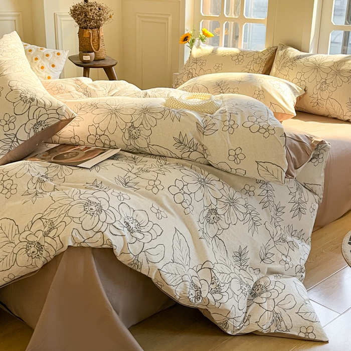 91家纺网 家纺一手货源 找家纺 千朵 2024新款全棉磨毛四件套 菲妮