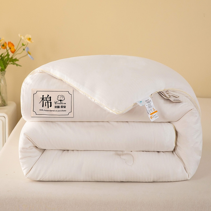 91家纺网 家纺一手货源 找家纺 森璐家纺 2024新款原棉提花大豆被 本白