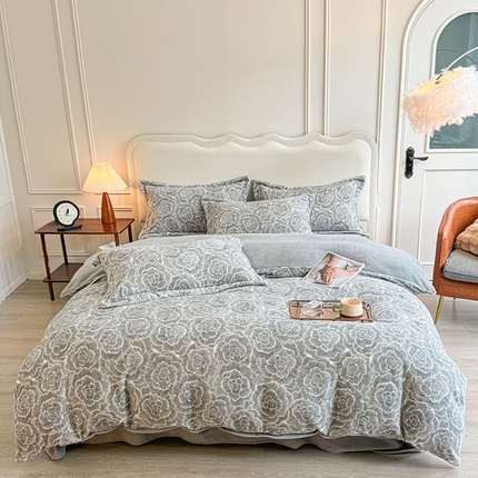 菡宝 2024新款8斤240g全消光牛奶绒系列四件套 娜朵-灰