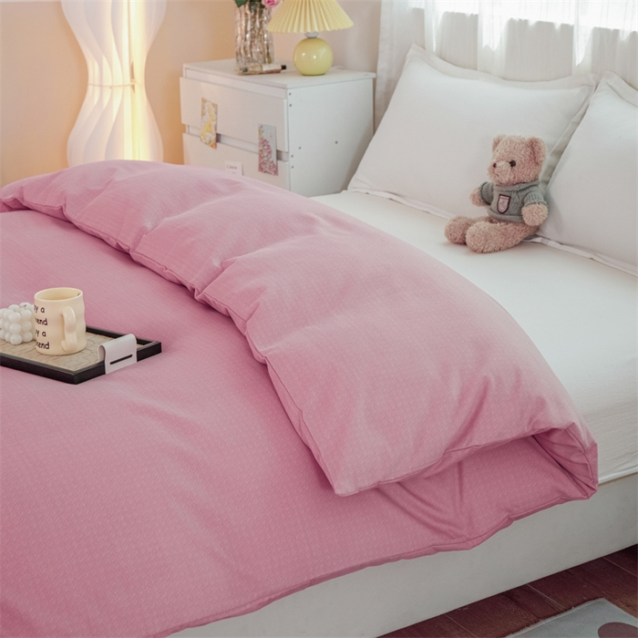91家纺网 家纺一手货源 找家纺 宝时兰 2025新款加厚纯棉单被套生态磨毛全棉纯色双拼ab版被套单件 纯色-粉色