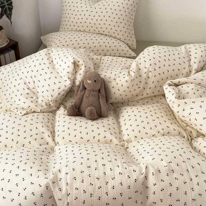 91家纺网 家纺一手货源 找家纺 洋铭区（原狠狠爱） 2024新款皱皱纱四件套 初夏樱桃