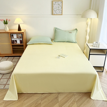 91家纺网 家纺一手货源 找家纺 （总）菲梵家纺 2025新款纯色双拼全棉加厚磨毛刺绣款套单床单（自然光场景）