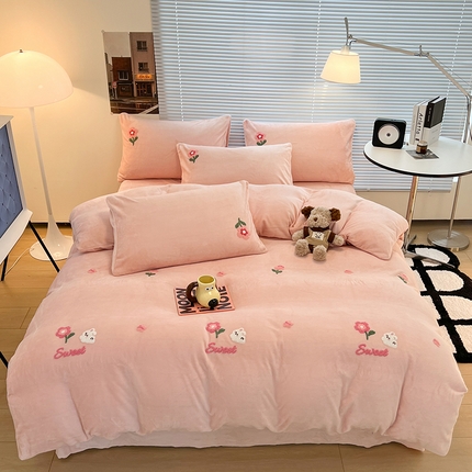 91家纺网 家纺一手货源 找家纺 （总）2024新款A类高克重牛奶绒毛巾绣加厚保暖系列四件套