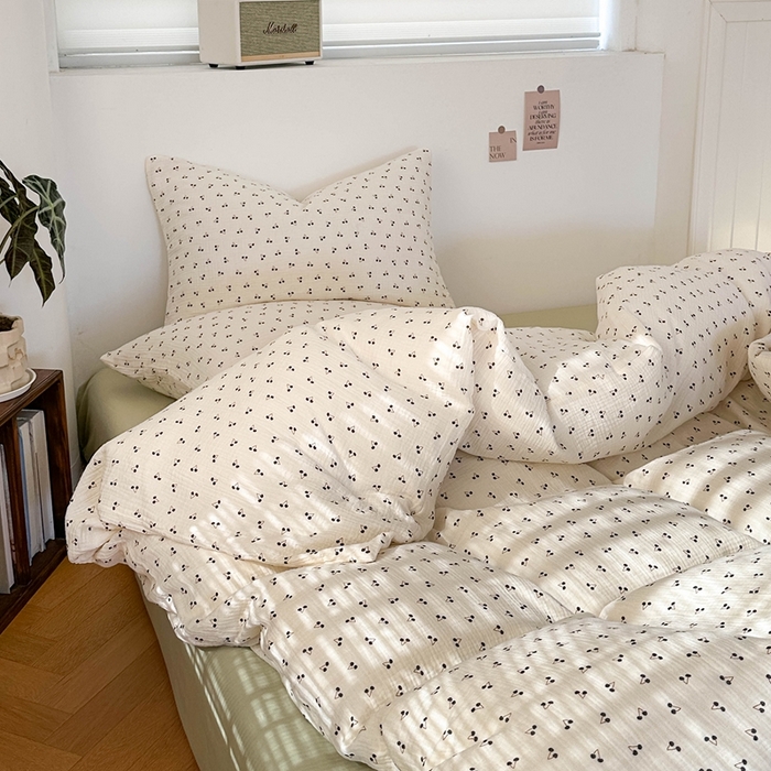 91家纺网 家纺一手货源 找家纺 洋铭区（原狠狠爱） 2024新款皱皱纱四件套 初夏樱桃