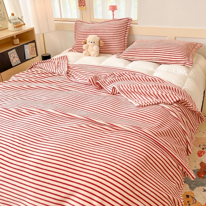 91家纺网 家纺一手货源 找家纺 川悦生活 2024新款高克重双面雪花绒毛毯 毛毯秋语-红豆