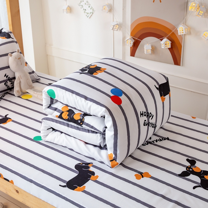 91家纺网 家纺一手货源 找家纺 乐居坊 2024新款亲肤棉美棉芦荟棉四件套学生宿舍床（8月）  呆萌狗