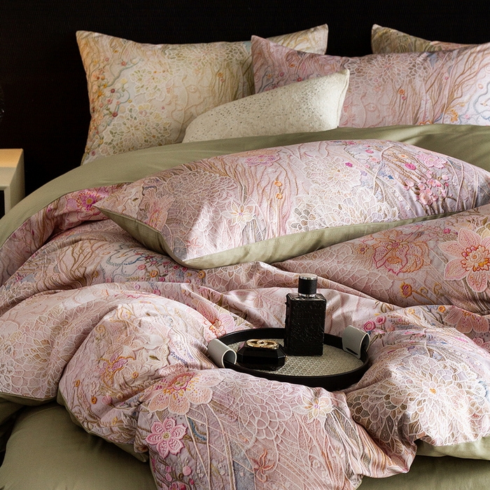 91家纺网 家纺一手货源 找家纺 立奥被业 2024新款60*60数码印花四件套全棉四件套 控价199 秘境绿