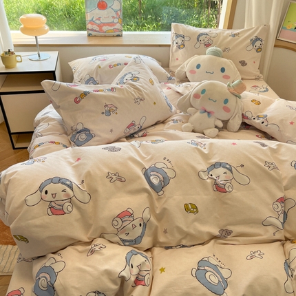 91家纺网 家纺一手货源 找家纺 （总）暮思家居 2024新款三丽鸥正版授权纯棉数码印花生态全棉磨毛系列四件套--四件套