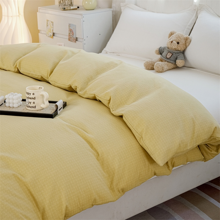 91家纺网 家纺一手货源 找家纺 宝时兰 2025新款加厚纯棉单被套生态磨毛全棉纯色双拼ab版被套单件 纯色-姜黄