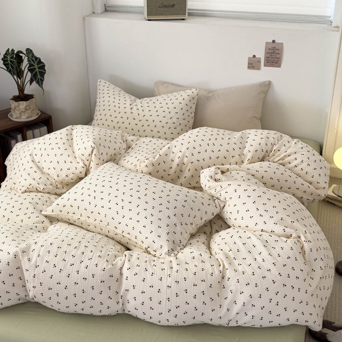 91家纺网 家纺一手货源 找家纺 洋铭区（原狠狠爱） 2024新款皱皱纱四件套 初夏樱桃