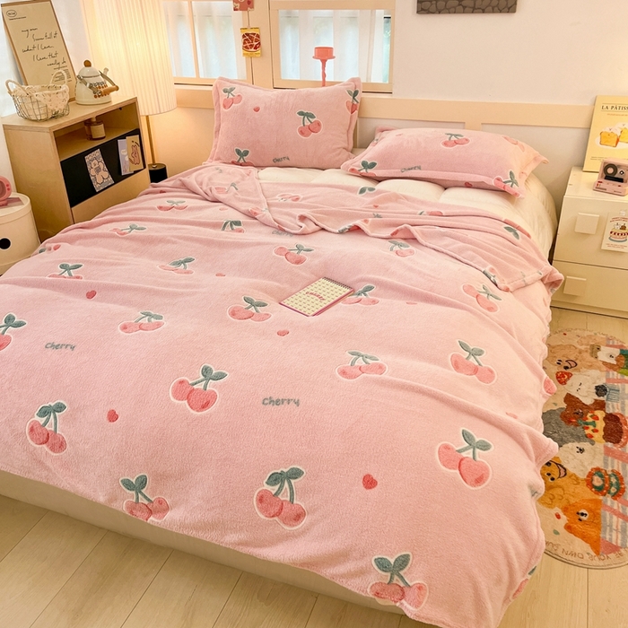 91家纺网 家纺一手货源 找家纺 川悦生活 2024新款高克重双面雪花绒毛毯 毛毯桃心爱语