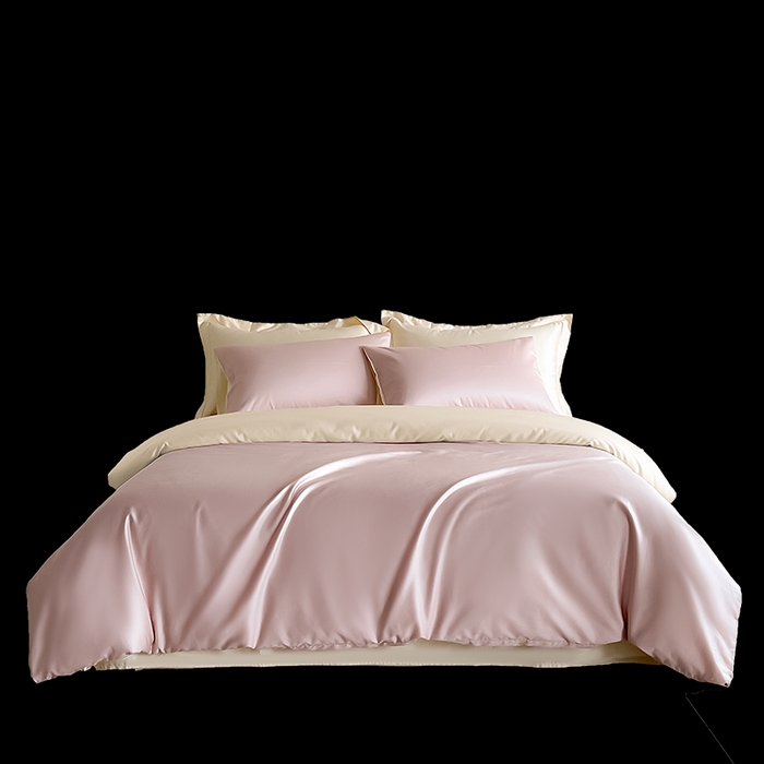 91家纺网 家纺一手货源 找家纺 猪先生 2024新款A类全棉高支高密纯棉单被套 白桃茶粉+奶昔白