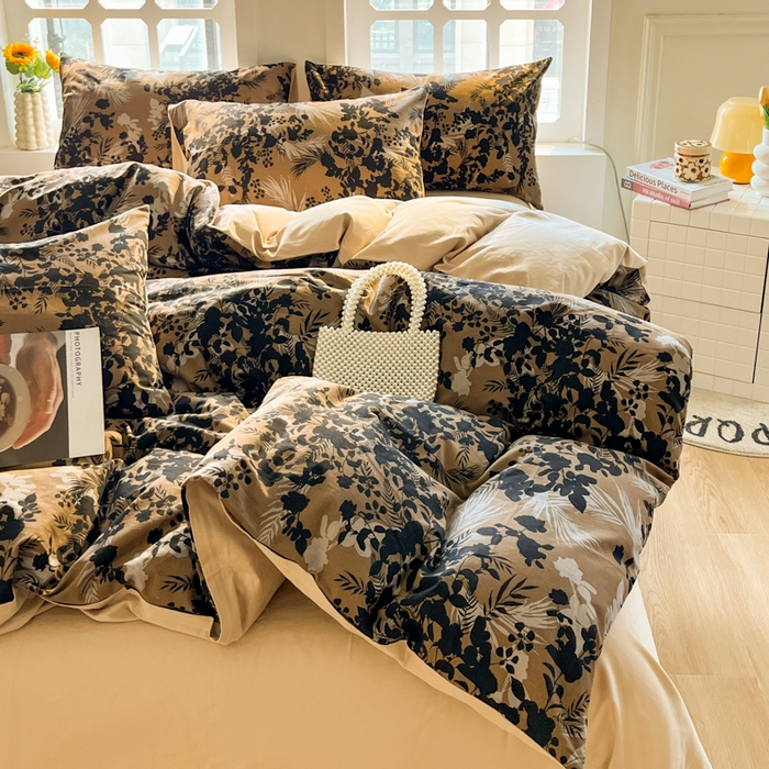 91家纺网 家纺一手货源 找家纺 千朵 2024新款全棉磨毛四件套 幽兰