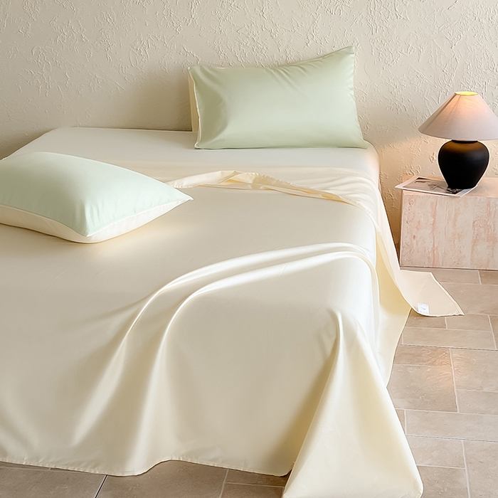 91家纺网 家纺一手货源 找家纺 猪先生 2024新款A类全棉高支高密纯棉单被套 茶香绿+奶昔白