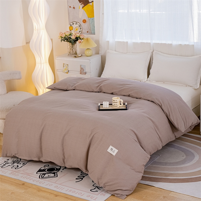 91家纺网 家纺一手货源 找家纺 宝时兰 2025新款加厚纯棉单被套生态磨毛全棉纯色双拼ab版被套单件 纯色-卡其