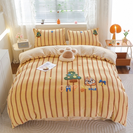 91家纺网 家纺一手货源 找家纺 （总）昊川家纺 2025新款230g毛巾绣牛奶绒四件套直播爆款