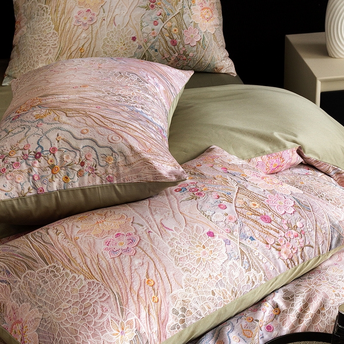 91家纺网 家纺一手货源 找家纺 立奥被业 2024新款60*60数码印花四件套全棉四件套 控价199 秘境绿