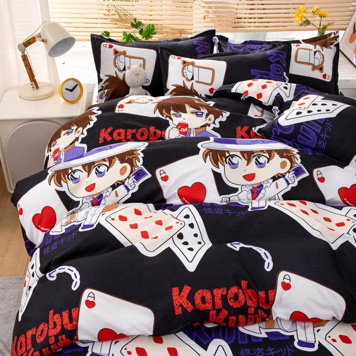 91家纺网 家纺一手货源 找家纺 乐居坊 2024新款亲肤棉美棉芦荟棉四件套新花型（8月）  黑羽快斗