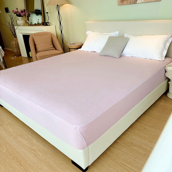 91家纺网 家纺一手货源 找家纺 兜米家居 2024新款云柔针织棉单床笠 浅紫色