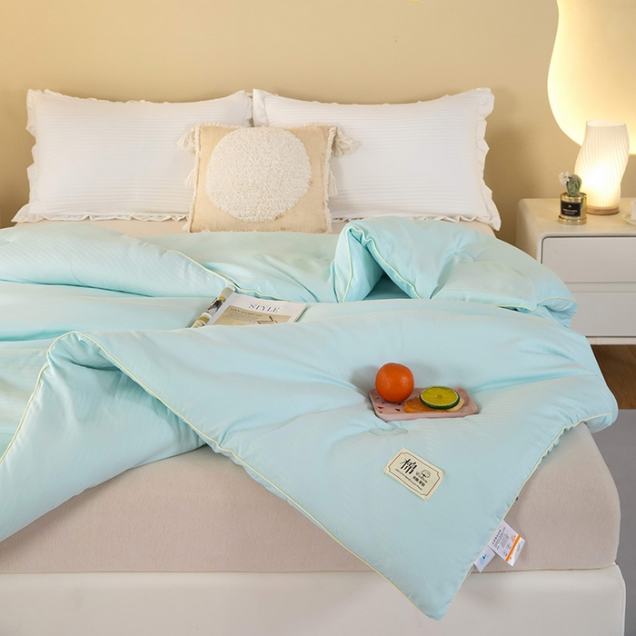 91家纺网 家纺一手货源 找家纺 森璐家纺 2024新款原棉提花大豆被 水绿