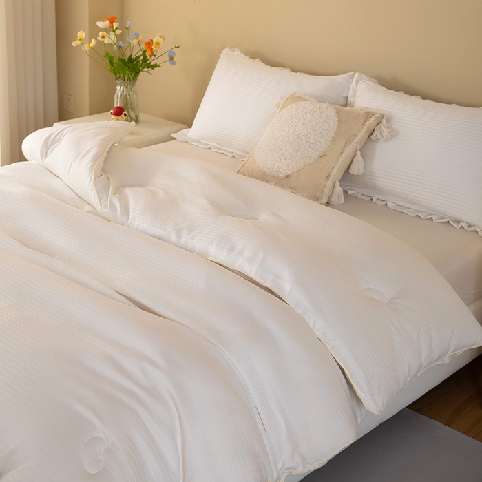 91家纺网 家纺一手货源 找家纺 森璐家纺 2024新款原棉提花大豆被 本白