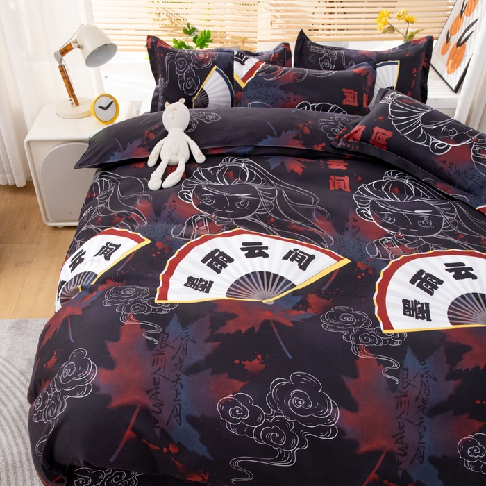 91家纺网 家纺一手货源 找家纺 乐居坊 2024新款亲肤棉美棉芦荟棉四件套新花型（8月）  墨雨云间