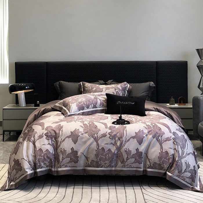 91家纺网 家纺一手货源 找家纺 2024新款高支天丝棉数码印花四件套-向晴 向晴-粉