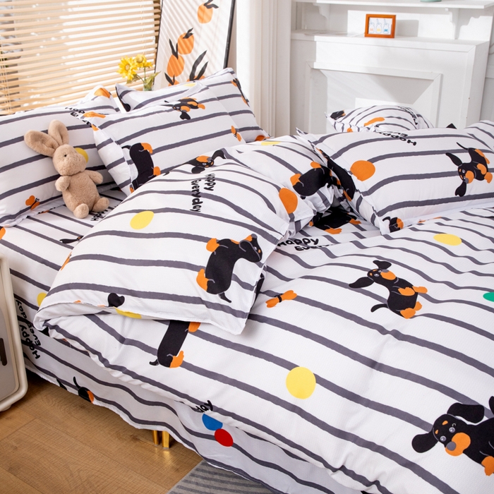 91家纺网 家纺一手货源 找家纺 乐居坊 2024新款亲肤棉美棉芦荟棉四件套新花型（8月）  呆萌狗