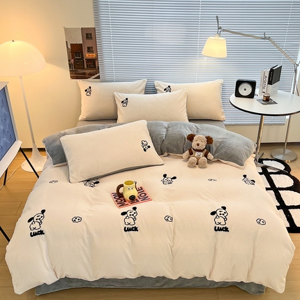 91家纺网 家纺一手货源 找家纺 （总）2024新款A类高克重牛奶绒毛巾绣加厚保暖系列四件套