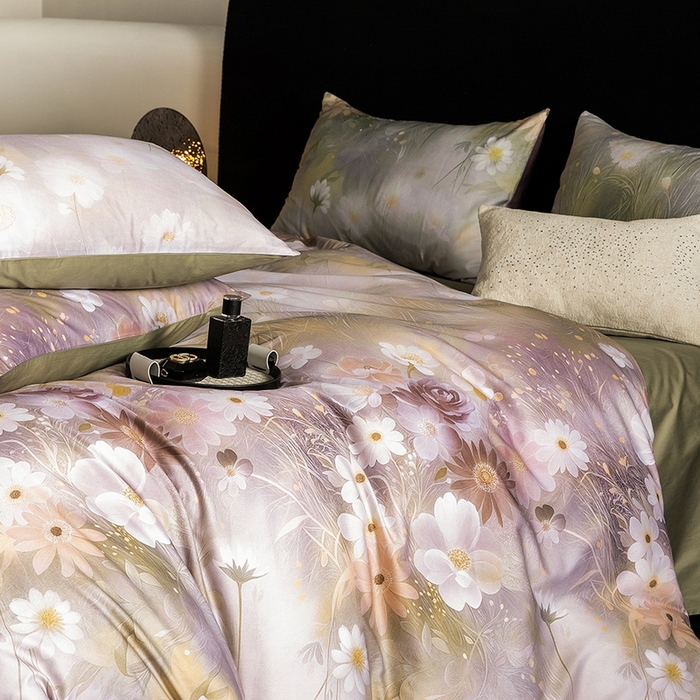 91家纺网 家纺一手货源 找家纺 立奥被业 2024新款60*60数码印花四件套全棉四件套 控价199 繁花绿