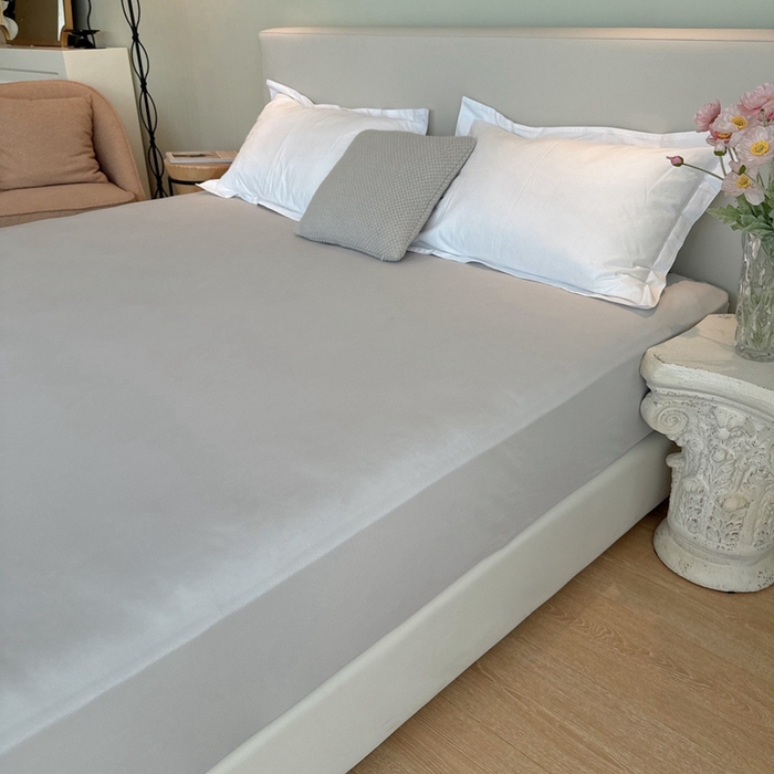 91家纺网 家纺一手货源 找家纺 兜米家居 2024新款云柔针织棉单床笠 浅灰色