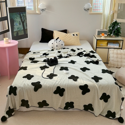 91家纺网 家纺一手货源 找家纺 （总）柚子YOUTH 2024新款毛球款云柔提花双面毯