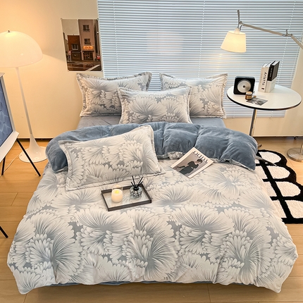 2024新款A类高克重立体浮雕牛奶绒加厚保暖系列-被套 烟花湖蓝