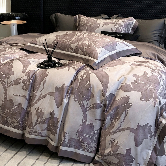 91家纺网 家纺一手货源 找家纺 2024新款高支天丝棉数码印花四件套-向晴 向晴-粉