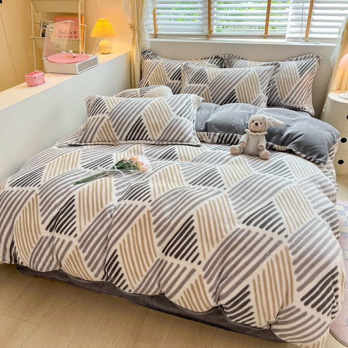 91家纺网 家纺一手货源 找家纺 康纳利 2024新款A类高克重牛奶绒小清新印花四件套提供买家秀 柏拉图