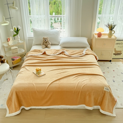 侨鑫 2024新款高克重牛奶绒纯色毛毯 黄色