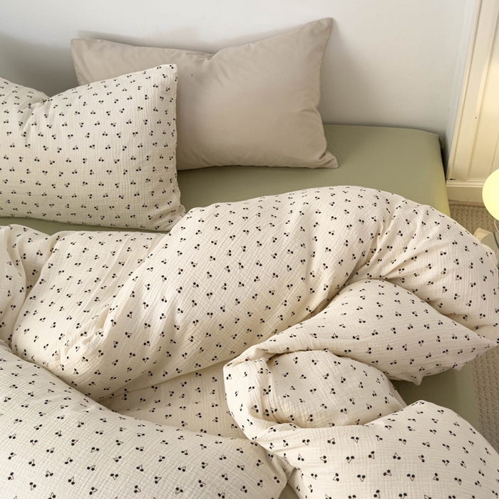 91家纺网 家纺一手货源 找家纺 洋铭区（原狠狠爱） 2024新款皱皱纱四件套 初夏樱桃