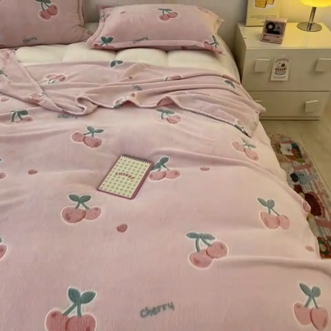 91家纺网 家纺一手货源 找家纺 川悦生活 2024新款高克重双面雪花绒毛毯 毛毯桃心爱语