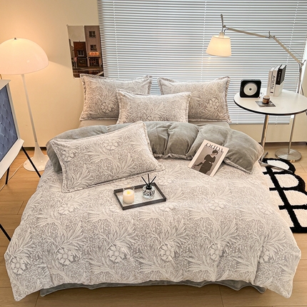 2024新款A类高克重立体浮雕牛奶绒加厚保暖系列-被套 宛然灰
