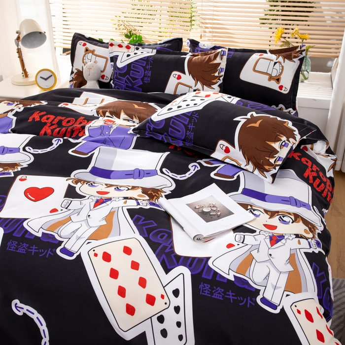 91家纺网 家纺一手货源 找家纺 乐居坊 2024新款亲肤棉美棉芦荟棉四件套新花型（8月）  黑羽快斗