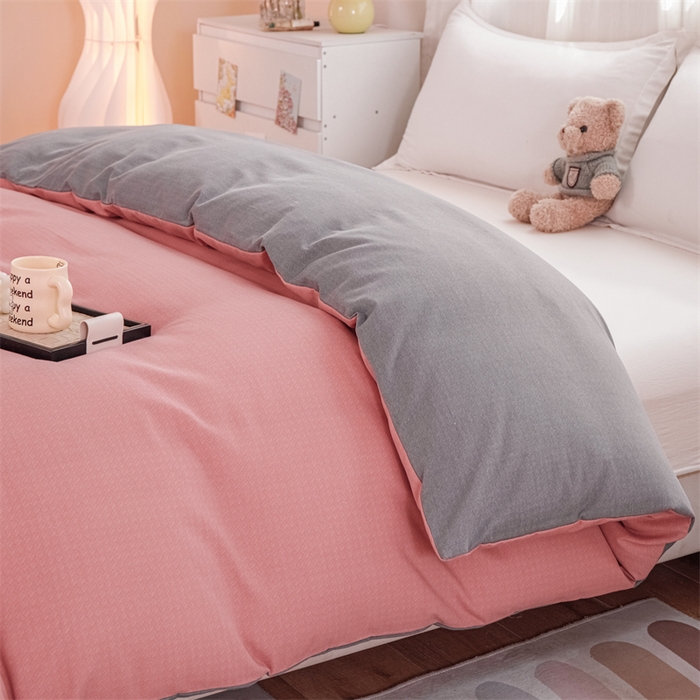 91家纺网 家纺一手货源 找家纺 宝时兰 2025新款加厚纯棉单被套生态磨毛全棉纯色双拼ab版被套单件 双拼-玉灰