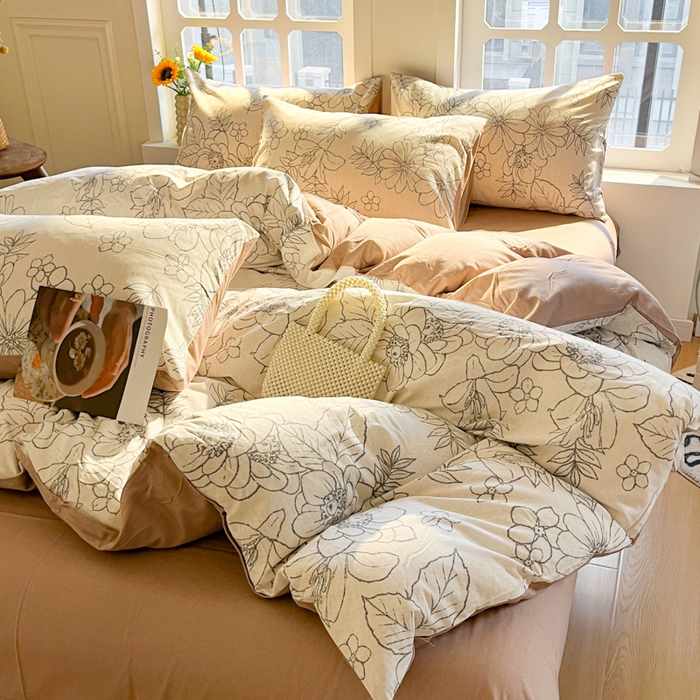 91家纺网 家纺一手货源 找家纺 千朵 2024新款全棉磨毛四件套 菲妮