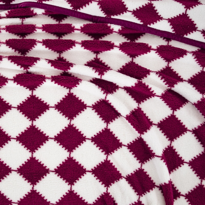 91家纺网 家纺一手货源 找家纺 一左一右 2024新款320g高克重加厚格子摇粒绒毛毯舒棉绒盖毯多功能毯子外贸跨境电商 姜红格